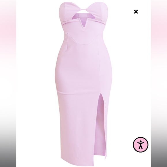Lilac Waist V Bar Bandeau Cut Out Midi Dress - Picture 3 of 3